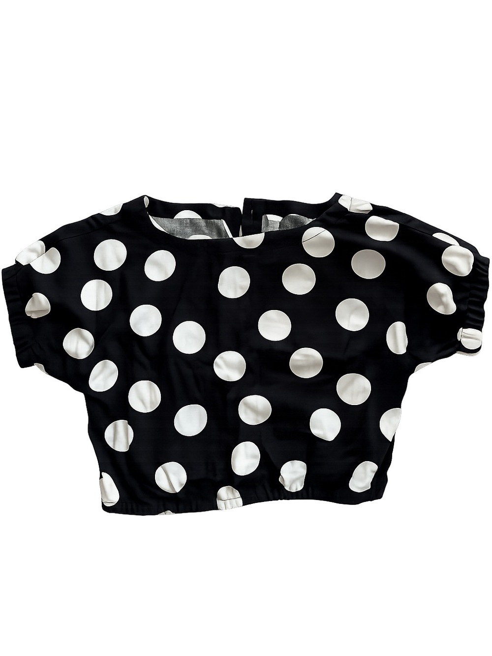 Polka Dot Cropped Boxy Top in Black and White